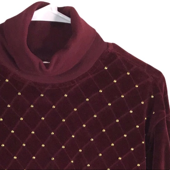 Vtg Quilted Studded Plush Velour Top - Picture 11 of 12